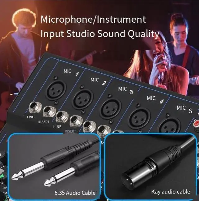 Alt view image 4 of 5 - Small 4-channel and 7-channel mixing console with loopback for live streaming in home stage, equipped with USB and Bluetooth DJ mixer for audio mixing.