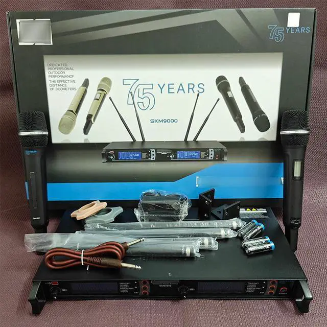 Alt view image 3 of 5 - SMK9000 wireless microphone, 75YEARS stage performance singing, one microphone for two speakers Champagne color American plug