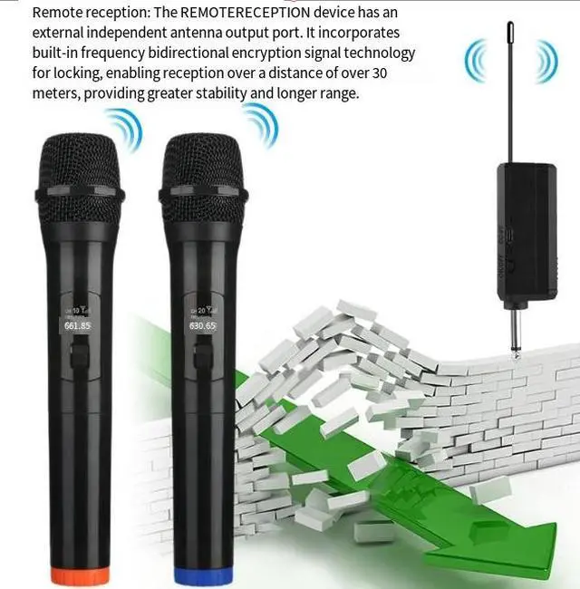 Alt view image 5 of 5 - One-to-two wireless microphone for live streaming, home singing, moving coil universal microphone, handheld microphone