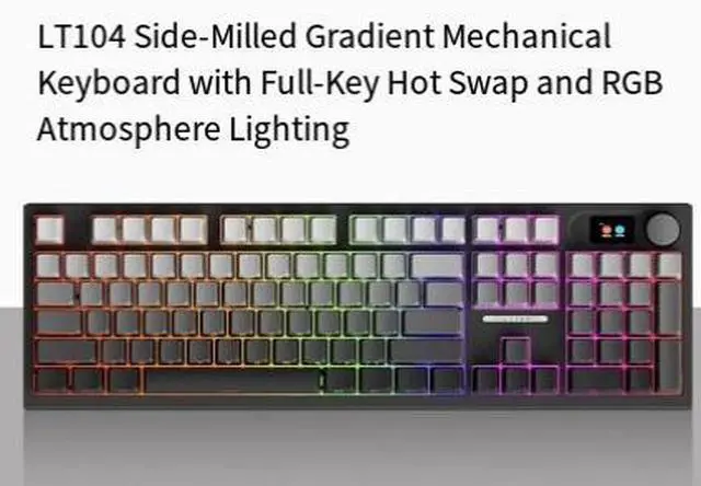 Main image of LT104 Side-etched Gradient Customized Mechanical Keyboard Wireless 2.4G Bluetooth Tri-mode RGB Keyboard LT104 - Polar Day - Green Axis - Gradual Side Etching