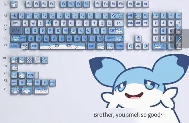 Main image of Anime character four-sided transparent pudding keycaps made of PBT and PC materials, with heat transfer printing technology Rotating Cyclone Four-Sided Transparent Keycaps Complete Set