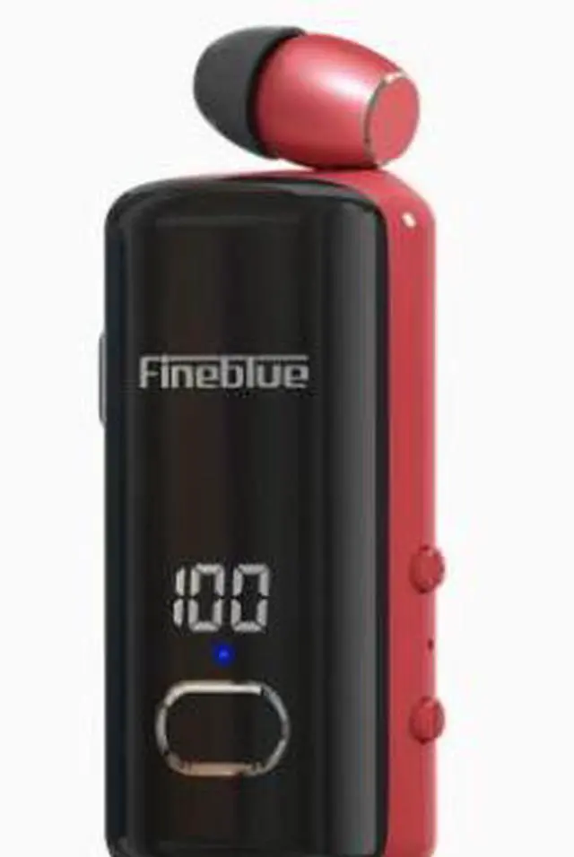 Main image of Fineblue Jialan F580 Clip-on Expandable Bluetooth Headphones with Battery Level Indicator and Incoming Call Vibration Alert Black and red