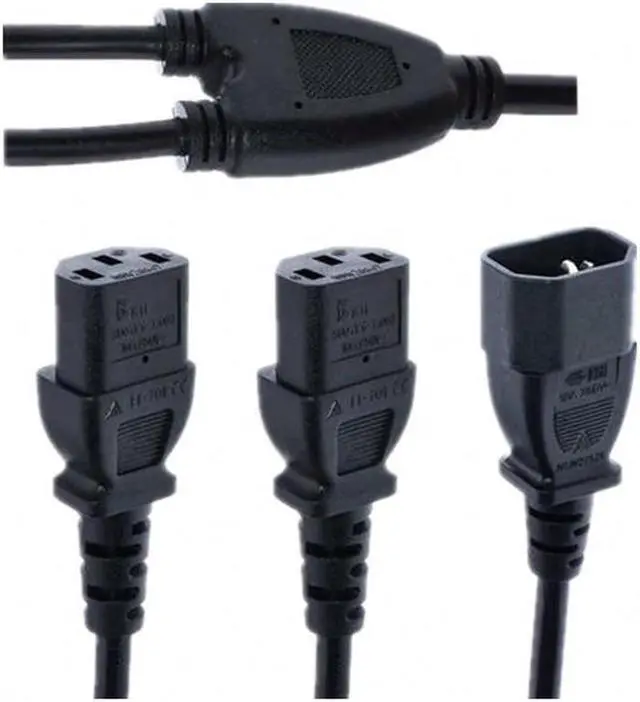 Alt view image 3 of 6 - 1.2M Y Adapter Cable Splitter Power Cable c20 to 2xc13 Suit for Antminer L3+/S9/GPU Miners