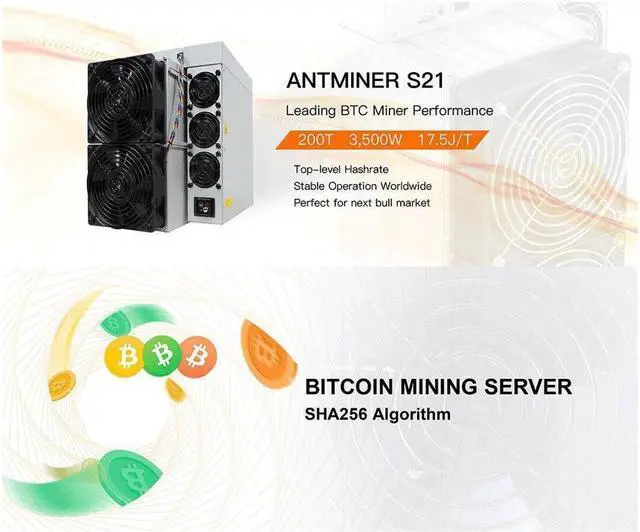 Alt view image 3 of 6 - New Bitmain Antminer S21 188TH/s 3290W BTC Bitcoin Miner Asic Miner BCH BTC Miner include PSU in Stock Best Profitable Bitcoin Miner Better Than Antminer S19 Pro S19 T19 S19K Pro S19XP