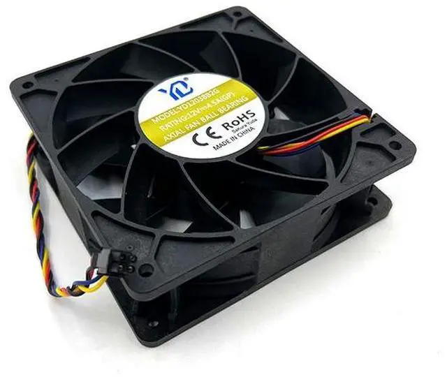 Alt view image 2 of 2 - Universal 4Pin Cooling Fan YD12038B2G 12V 4.5A for Avalonminer chassis cooling fan with 6000rpm fan speed