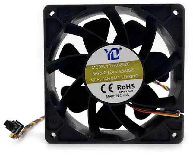 Main image of Universal 4Pin Cooling Fan YD12038B2G 12V 4.5A for Avalonminer chassis cooling fan with 6000rpm fan speed