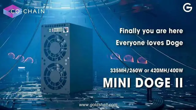 Alt view image 2 of 6 - New Release Gold shell Mini Doge II LTC&Doge Coin Miner 335MH/S 260W or 420MH/S 400W Home Miner With 750W PSU Than Mini doge pro
