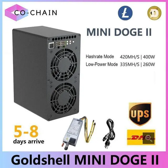 Main image of NEW Gold Shell MINI DOGE II Miner Support LTC and Doge Coin Miner Mini Doge 2 With PSU Litcoin Dogecoin 420MH/S 400W Better Than Mini Doge pro Miner