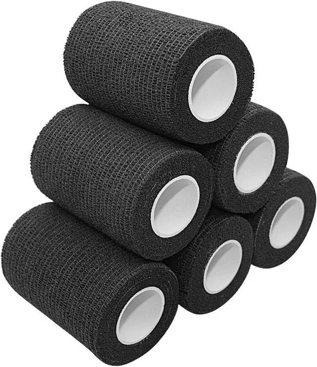 Main image of COMOmed Self Adhesive Bandage Wrap 3"x5 Yards First Aid Stretch Sport Athletic Wrap Vet Tapes for Wrist Ankle Sprain and Swelling,Black (6 Rolls)