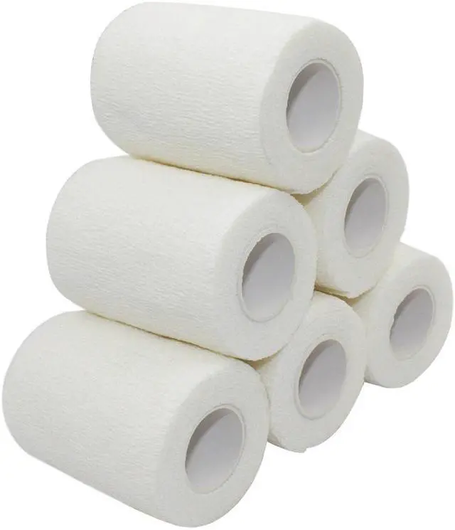 Main image of COMOmed Self Adhesive Bandage Wrap 3"x5 Yards First Aid Stretch Sport Athletic Wrap Vet Tapes for Wrist Ankle Sprain and Swelling,White (6 Rolls)