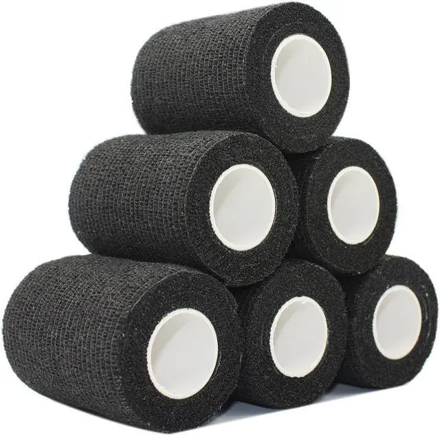 Alt view image 3 of 7 - COMOmed Self Adhesive Bandage Wrap 3"x5 Yards First Aid Stretch Sport Athletic Wrap Vet Tapes for Wrist Ankle Sprain and Swelling,Black (6 Rolls)