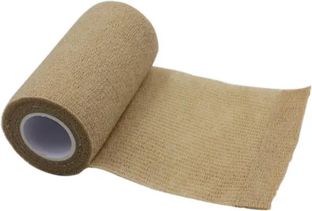 Alt view image 2 of 7 - COMOmed Self Adherent Cohesive Bandage Latex 4"x5 Yards First Aid Bandages Stretch Sport Wrap Athletic Tape for Wrist Ankle Sprain and Swelling,Tan 6 Rolls