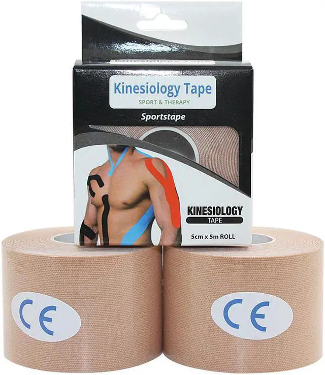 Main image of COMOmed Kinesiology Tape Water Resistant Uncut Sports Tape - 2 in x 16.5 ft - Professional Kinesiology Therapeutic Sports Tape,Tan, Latex Free 2Rolls