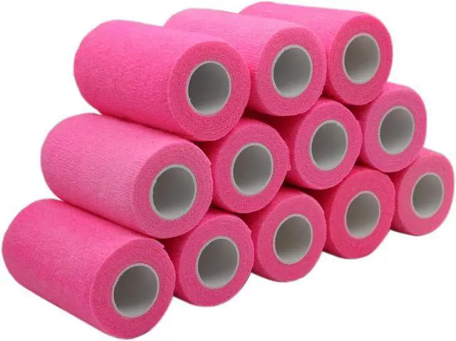 Main image of COMOmed Self Adherent Cohesive Bandage Latex 4"x5 Yards 12 rolls First Aid Bandages Stretch Sport Wrap Athletic Tape for Wrist Ankle Sprain and Swelling,Hot Pink