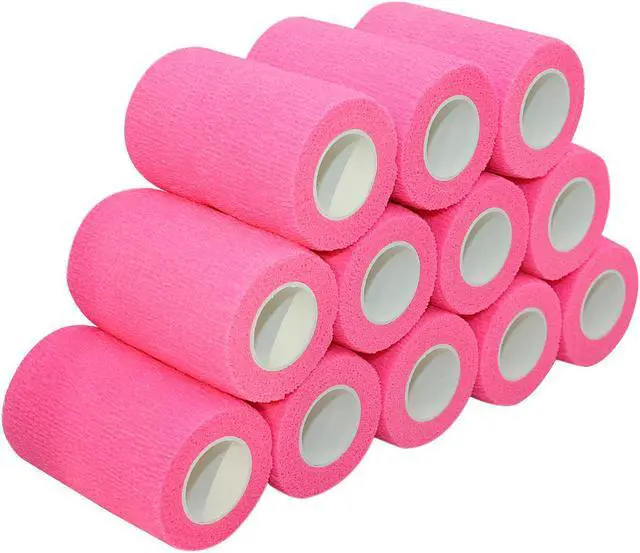 Main image of COMOmed Self Adhesive Bandage Wrap 3"x5 Yards First Aid Stretch Sport Athletic Wrap Vet Tapes for Wrist Ankle Sprain and Swelling,Pink(12 Rolls)