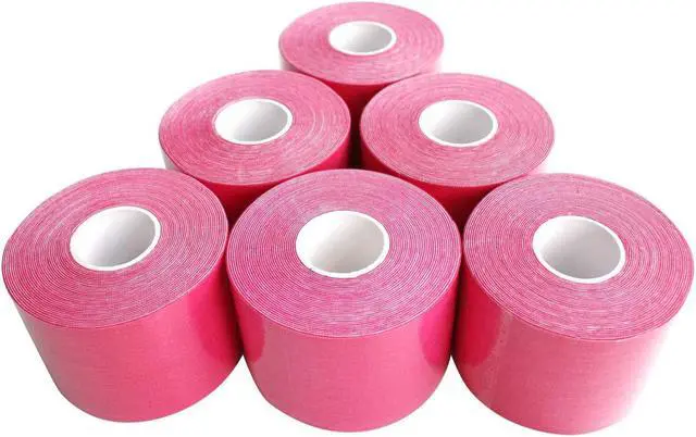 Main image of COMOmed Kinesiology Tape 6 Rolls Water Resistant Uncut Sports Tape - 2 in x 16.5 ft - Professional Kinesiology Therapeutic Sports Tape,Pink ,Latex Free