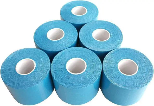 Main image of COMOmed Kinesiology Tape 6 Rolls Water Resistant Uncut Sports Tape - 2 in x 16.5 ft - Professional Kinesiology Therapeutic Sports Tape,Blue,Latex Free