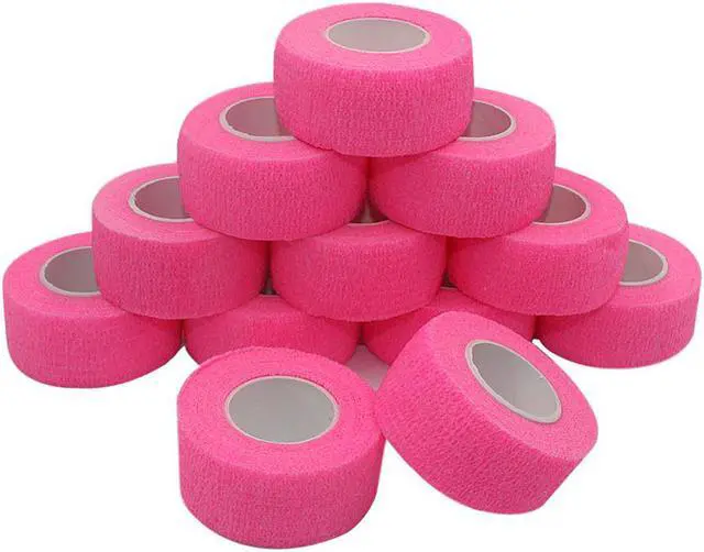 Main image of COMOmed Self Stick Cohesive Bandage Latex 1"x5 Yards First Aid Bandages Stretch Sport Wrap Vet Tape for Wrist Ankle Sprain and Swelling,Pink  12 Rolls
