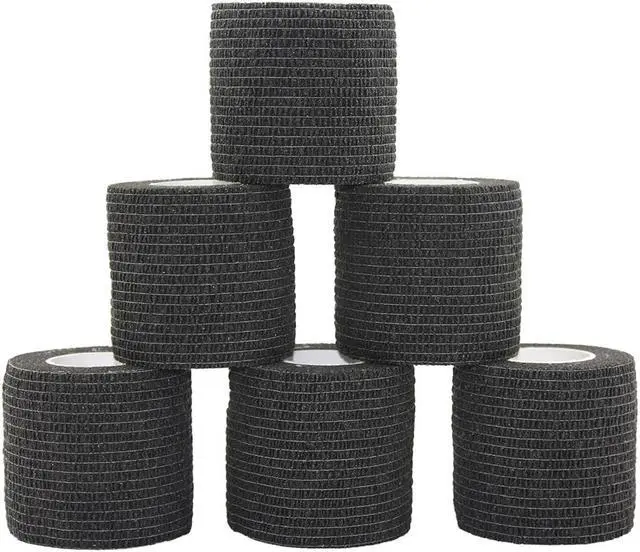Main image of COMOmed Self Adherent Cohesive Bandage 2"x5 Yards First Aid Bandages Stretch Sport Athletic Wrap Vet Tape for Wrist Ankle Sprain and Swelling,Black 6 Rolls