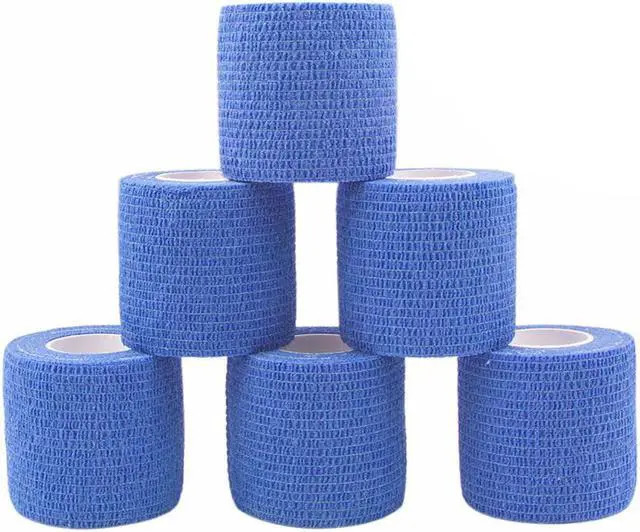 Main image of COMOmed Self Adherent Cohesive Bandage 2"x5 Yards First Aid Bandages Stretch Sport Athletic Wrap Vet Tape for Wrist Ankle Sprain and Swelling,Blue 6 Rolls