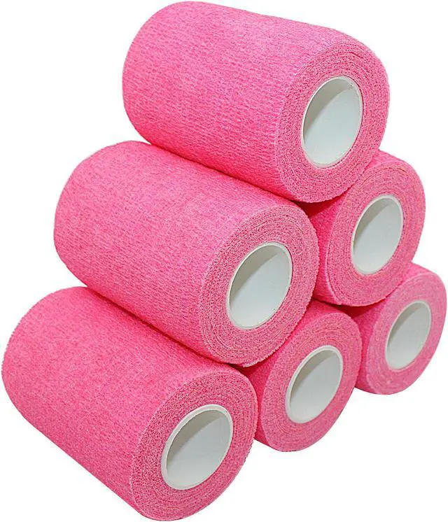 Main image of COMOmed Self Adherent Cohesive Bandage Latex 3"x5 Yards First Aid Bandages Stretch Sport Athletic Wrap Vet Tape for Wrist Ankle Sprain and Swelling,Hot Pink (6 Rolls)