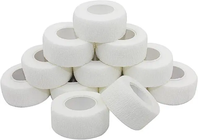 Main image of COMOmed Self Stick Cohesive Bandage Latex 1"x5 Yards First Aid Bandages Stretch Sport Wrap Vet Tape for Wrist Ankle Sprain and Swelling,White 12 Rolls