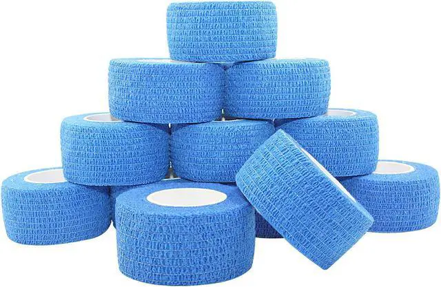 Main image of COMOmed Self Stick Cohesive Bandage Latex 1"x5 Yards First Aid Bandages Stretch Sport Wrap Vet Tape for Wrist Ankle Sprain and Swelling,Blue 12 Rolls