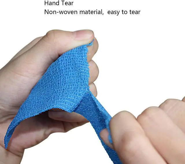 Alt view image 5 of 7 - COMOmed Self Stick Cohesive Bandage Latex 1"x5 Yards First Aid Bandages Stretch Sport Wrap Vet Tape for Wrist Ankle Sprain and Swelling,Blue 12 Rolls