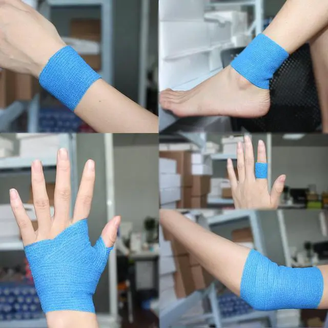 Alt view image 7 of 7 - COMOmed Self Stick Cohesive Bandage Latex 1"x5 Yards First Aid Bandages Stretch Sport Wrap Vet Tape for Wrist Ankle Sprain and Swelling,Blue 12 Rolls
