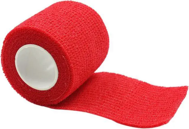 Alt view image 2 of 7 - COMOmed Self Adherent Cohesive Bandage 2"x5 Yards First Aid Bandages Stretch Sport Athletic Wrap Vet Tape for Wrist Ankle Sprain and Swelling,Red 6 Rolls
