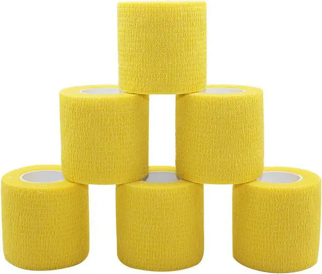 Main image of COMOmed Self Adherent Cohesive Bandage 2"x5 Yards First Aid Bandages Stretch Sport Athletic Wrap Vet Tape for Wrist Ankle Sprain and Swelling,Yellow 6 Rolls