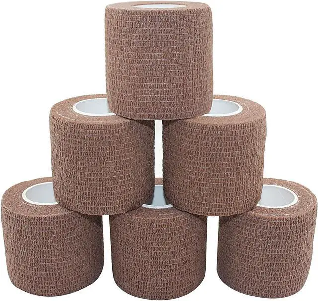 Main image of COMOmed Self Adherent Cohesive Bandage 2"x5 Yards First Aid Bandages Stretch Sport Athletic Wrap Vet Tape for Wrist Ankle Sprain and Swelling,Brown 6 Rolls