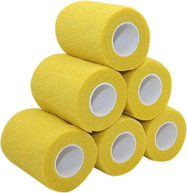 Main image of COMOmed Self Adherent Cohesive Bandage Latex 3"x5 Yards First Aid Bandages Stretch Sport Athletic Wrap Vet Tape for Wrist Ankle Sprain and Swelling,Yellow (6 Rolls)