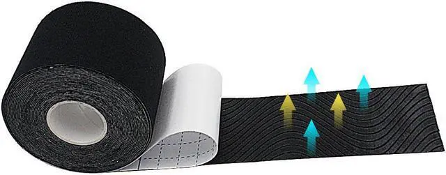 Alt view image 4 of 7 - COMOmed Kinesiology Tape Water Resistant Uncut Sports Tape - 2 in x 16.5 ft - Professional Kinesiology Therapeutic Sports Tape,Black, Latex Free 2Rolls