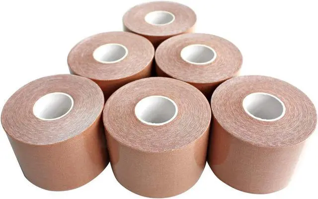 Alt view image 2 of 7 - COMOmed Kinesiology Tape Water Resistant Uncut Sports Tape - 2 in x 16.5 ft - Professional Kinesiology Therapeutic Sports Tape,Tan,Latex Free 6 Rolls
