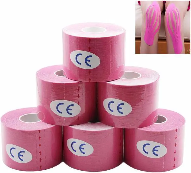 Alt view image 2 of 7 - COMOmed Kinesiology Tape 6 Rolls Water Resistant Uncut Sports Tape - 2 in x 16.5 ft - Professional Kinesiology Therapeutic Sports Tape,Pink ,Latex Free