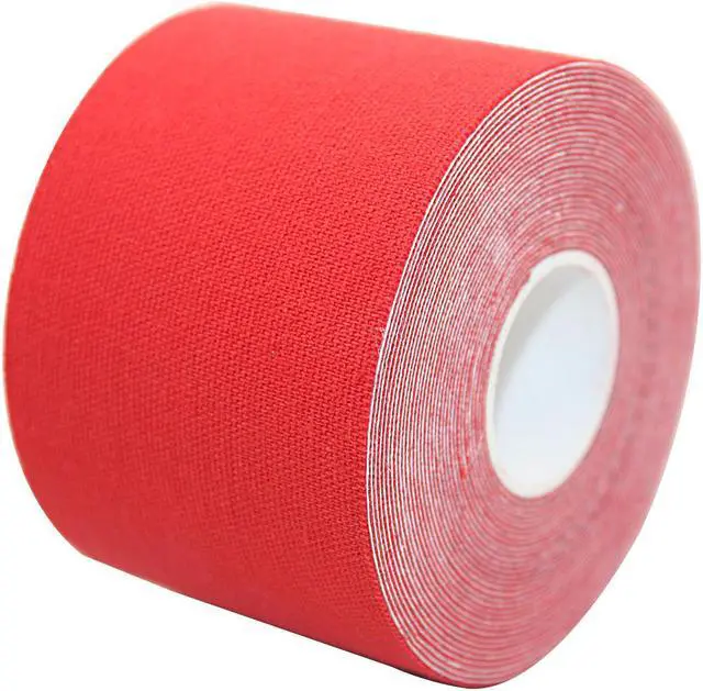 Alt view image 5 of 7 - COMOmed Kinesiology Tape Water Resistant Uncut Sports Tape - 2 in x 16.5 ft - Professional Kinesiology Therapeutic Sports Tape,Black, Latex Free 2Rolls Red