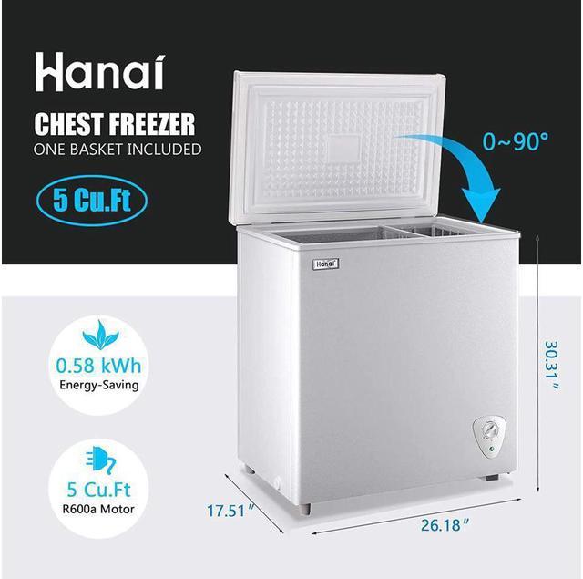 Wanai 5.0 Cubic Chest Freezer - Compact Deep Freezer ,White
