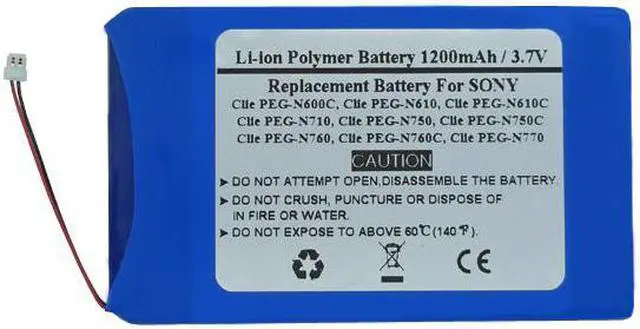 Main image of 1200mAh 3.7V Replacement Battery for Sony Clie PEG-N600C, Clie PEG-N610, Clie PEG-N610C, Clie PEG-N710, Clie PEG-N750, Clie PEG-N750C, Clie PEG-N760, Clie PEG-N760C, Clie PEG-N770, Clie PEG-N770