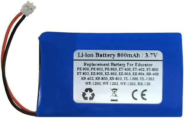 Main image of 800mAh Battery for Educator PE-900,ET-400,ET-402,ET-800,ET-802,PE-900,EZ-900, EZ-902, EZ-903, EZ-904, K9-400, K9-402, K9-800, K9-802, PE-900, PE-902, PE-903,UL-1200,UL-1202,WF-1200,WF-1202