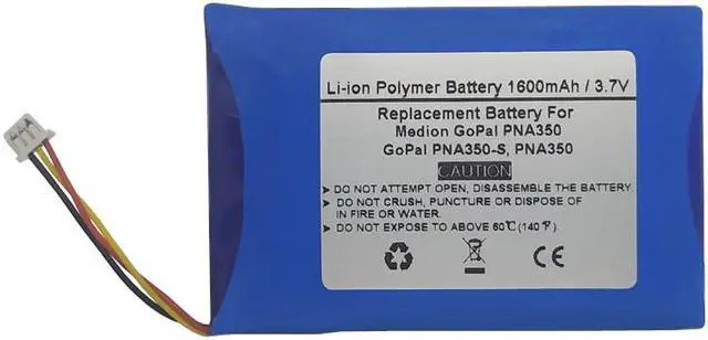 Main image of 3.7V 1600mAh Replacement GPS Navigator Battery for Medion Gopal PNA350, Gopal PNA350-S, PNA350