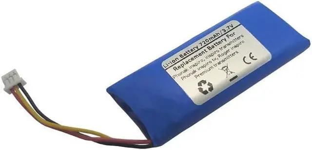 Alt view image 2 of 2 - 3.7V 720mAh Replacement Battery for Phonak DAB Digital Inspiro, Inspiro Transmitters, Phonak Inspiro tx, Premium Ttransmitters, Roger Inspiro
