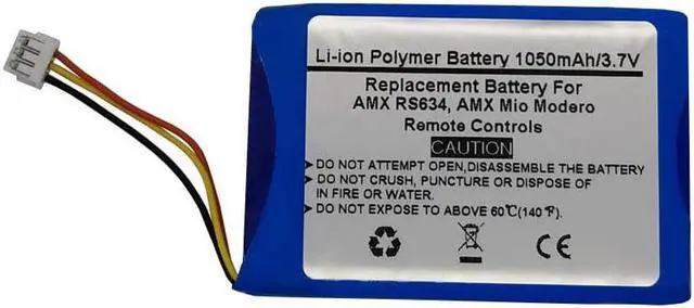 Main image of 1050mAh 3.7V Replacement Battery for AMX RS634, AMX Mio Modero Remote Controls, AMX 54-0148-SA, AMX FG147-10, AMX MIO-RBP