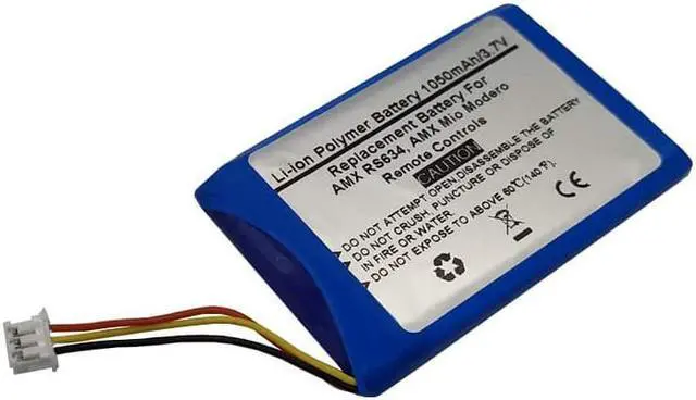 Alt view image 2 of 2 - 1050mAh 3.7V Replacement Battery for AMX RS634, AMX Mio Modero Remote Controls, AMX 54-0148-SA, AMX FG147-10, AMX MIO-RBP