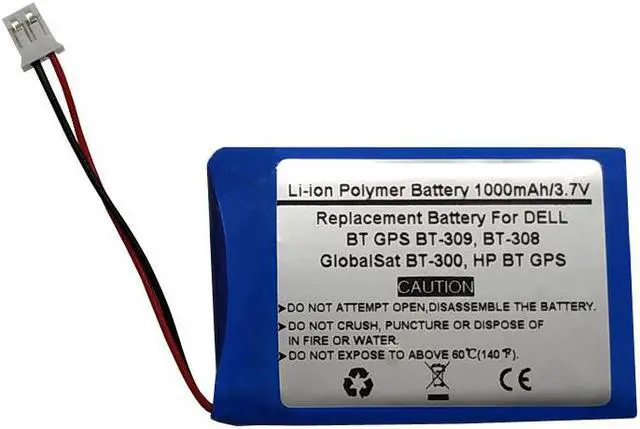Main image of 1000mAh/3.7V Replacement Battery for DELL BT GPS BT-309, BT-308, GlobalSat BT-300, HP BT GPS, Bluetooth GPS Receiver