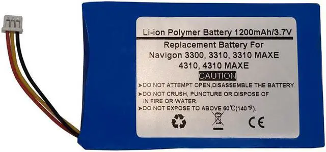 Main image of 3.7V/1200mAH Replacement Battery for NAVIGON 3300,3310,3310 MAXE,4310,4310 MAXE, 0923FLYE31938, 384.00022.005, 8390-YE01-0780