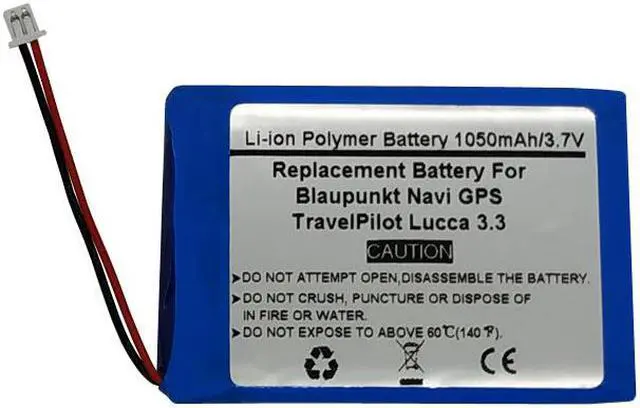 Main image of 1050mAh/3.7V Replacement Battery for Blaupunkt Navi GPS, TravelPilot Lucca 3.3