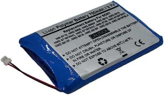 Alt view image 2 of 2 - 3.7V/750mAH Replacement Battery for Sony NW-S710, NWZ-S600, NWZ-S600F, NWZ-S610, NWZ-S615, NWZ-S615F, NWZ-S616, NWZ-S616F, NWZ-S618, NWZ-S618FBLK, NWZ-S716FRNC, NWZ-S716FSNC, NWZ-S738, NWZ-S738FBNC