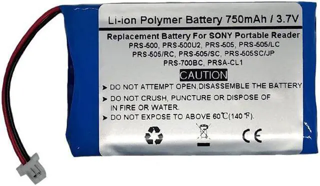 Main image of 750mAh/3.7V Replacement Battery For Sony Portable Reader PRS-500, Portable Reader PRS-500U2, Portable Reader PRS-505, Portable Reader PRS-505/LC, Portable Reader PRS-505/RC, Portable Reader PRS-505/SC