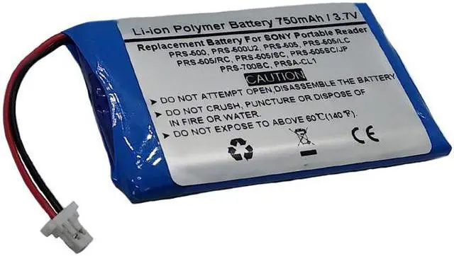 Alt view image 2 of 2 - 750mAh/3.7V Replacement Battery For Sony Portable Reader PRS-500, Portable Reader PRS-500U2, Portable Reader PRS-505, Portable Reader PRS-505/LC, Portable Reader PRS-505/RC, Portable Reader PRS-505/SC